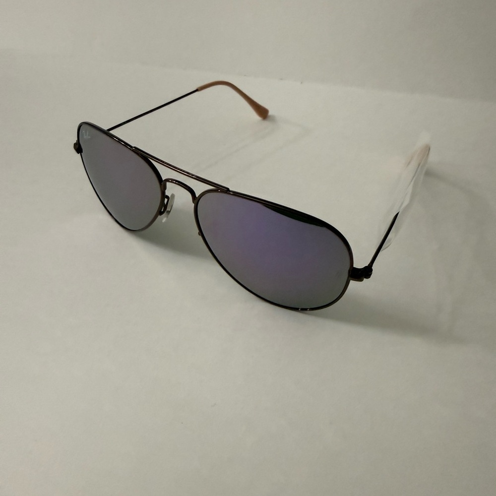 Ray-Ban Aviator Sunglasses RB3025 58mm Bronze Frame & Purple Green Lenses Unisex - Picture 8 of 13